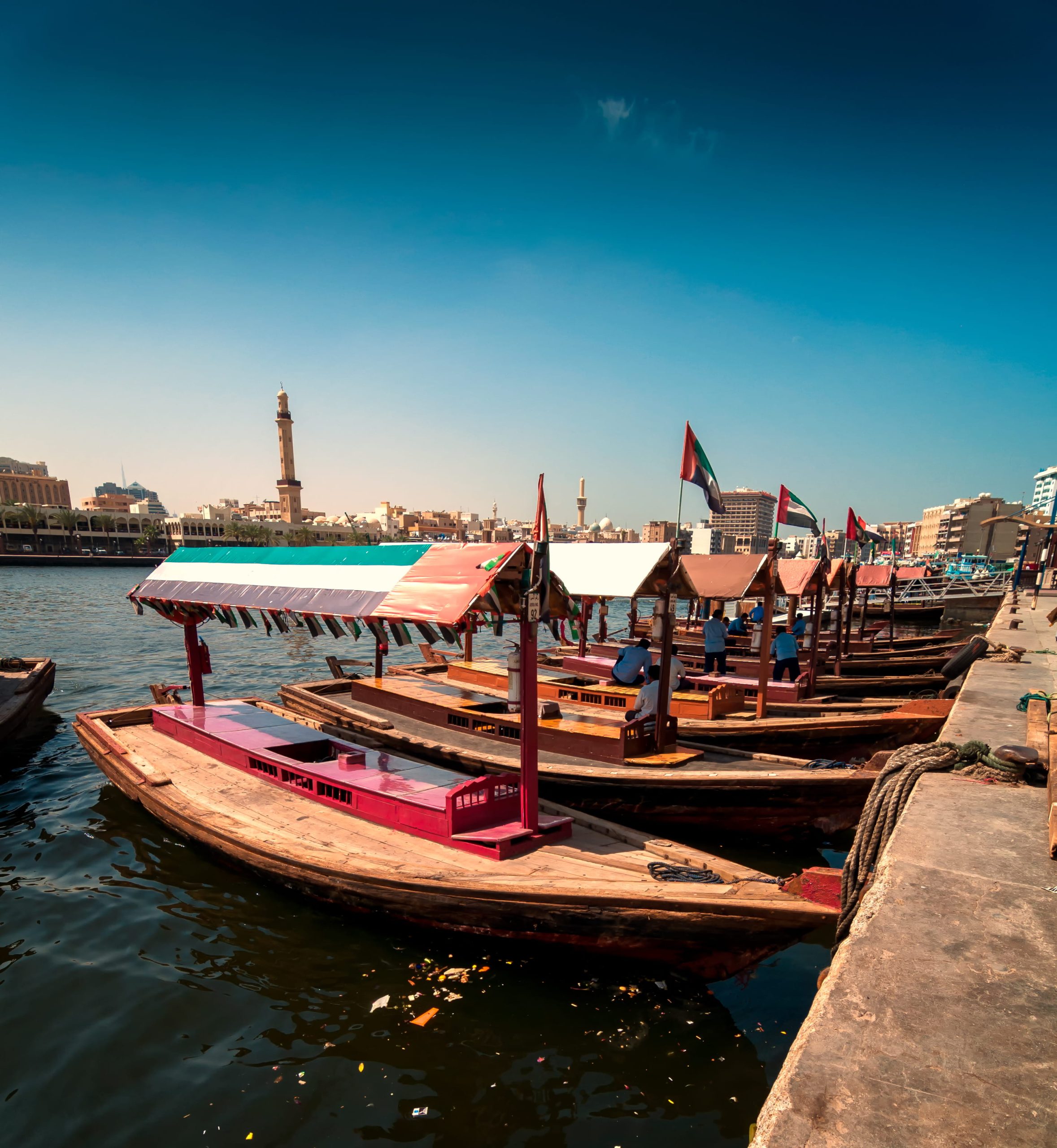 Traditional abra crossing Dubai Creek in Dubai
